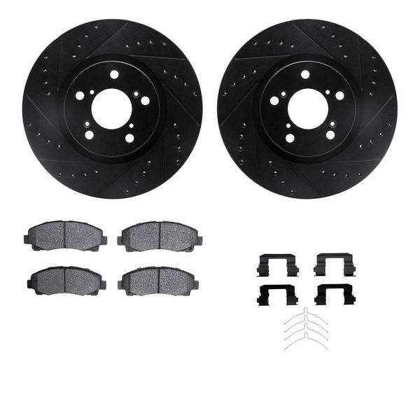 Dynamic Friction Co 8512-59092, Rotors-Drilled and Slotted-Black w/ 5000 Advanced Brake Pads incl. Hardware, Zinc Coated 8512-59092